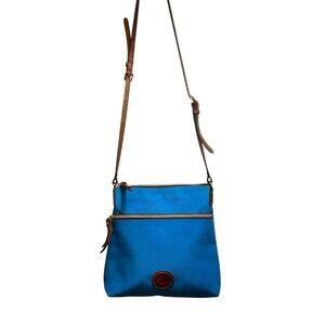 Dooney Bourke Turquoise Nylon Leather Trim Crossbody Bag Shoulder Bag